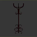 Red Decorative Coat Rack With Hanging Hooks And Ornate Base For Clothing Storage