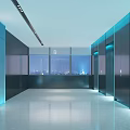 Modern Monitoring Room Interior With City Night View And Sleek Lighting