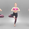 Woman Practicing Tree Yoga Pose In Pink Sports Bra And Dark Leggings