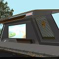 Contemporary Bus Stop Shelter With Large Scenic Screen And Surrounding Trees