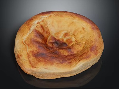 Golden Brown Round Artisan Bread With Crispy Crust And Soft Interior 3d model