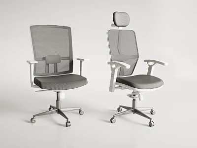 Modern Office Chairs With Mesh Back Design Adjustable Headrest Armrests And Rolling Casters 3d model