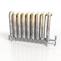 Vintage Old Cast Iron Radiator With Rusted Surface And Multiple Fins
