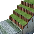 Road Facilities Featuring Multi Layered Colored Barriers And Green Grass Structure
