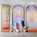 Modern Arched Glass Partitions With Colorful Gradient For Office Interior Design