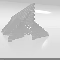 Futuristic Architectural Structure With White Cubes Irregular Geometric Layers And Reflective Floor 3d model