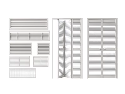 Modern shutter folding door multi-sliding door sliding door grille door potted plant 3d model