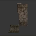 Decorative Vintage Stone Fireplace With Carved Base And Wood Logs Inside