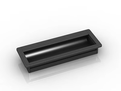 Black Recessed Handle in Rectangular Shape with Smooth Surface and Reflective Finish for Cabinet Doors 3d model