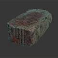 Red Textured Rectangular Block With Rough Surface And Artistic Decorative Design 3d model