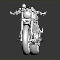 Silver Custom Motorcycle With Shiny Metallic Finish And Reflection On Black Surface 3d model