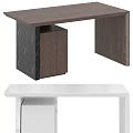 Modern Dark Wood And White Office Desk With Drawer Storage And Marble Accent