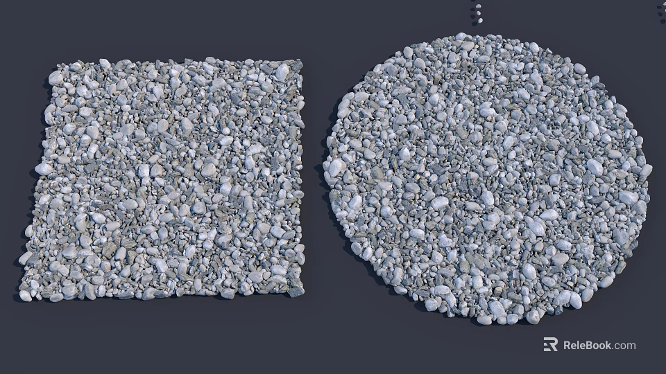 Natural Stone Wood Pavement Design With Square And Round Pebble Patterns 3d model