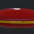 Red And Yellow Headphone Speaker With Iron Man Helmet Logo And Smooth Glossy Surface