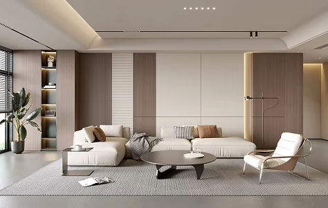 Modern Minimalist Living Room Balcony Cabinet Sofa Combination Coffee Table Sofa Background Wall 3d model