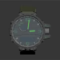 Tactical Green Watch With Black Dial Rubber Strap And Glowing Digital