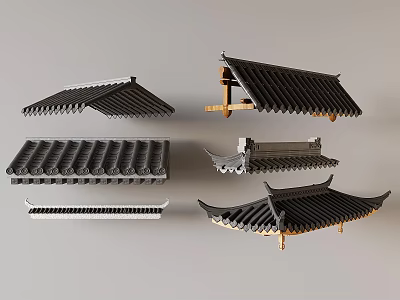 Traditional Chinese Roof Components In Various Styles 3d model