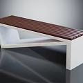 Modern Public Bench Design With Wooden Seat And Concrete Frame Structure