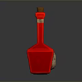 Woman Holding Red Bottle With Wooden Cork On Black Background Surface