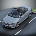 Silver Convertible Car With Open Top Parked On Road And Modern Design