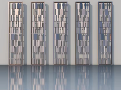 Modern Hinged Doors With Glass Panels And Geometric Patterns In Metal Frames Design 3d model