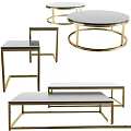 Elegant Modern Coffee Tables With Gold Metal Frame And Marble Top