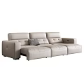 Modern Light Gray Multi Seater Leather Sofa With Cushion And Sectional Design 3d model