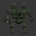 Green Sci Fi Mecha Character With Detailed Mechanical Armor And Arm Weapons 3d model