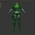 Tactical Sci Fi Character In Futuristic Combat Armor With Green Glowing Elements And Gear