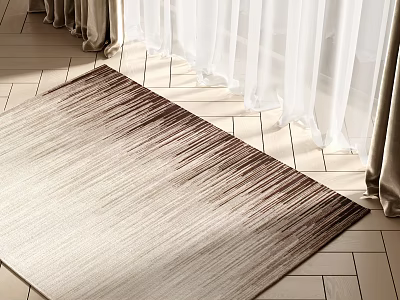 Square Rug With Gradient Design On Tile Floor Near Curtains 3d model