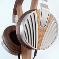 Premium Wooden Headphones With Silver Accents And Storage Box On Stand