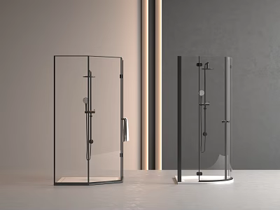 Modern Shower Sauna Interior Design With Glass Enclosure And Black Frame 3d model