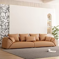 modern double sofa cream sofa 3d model