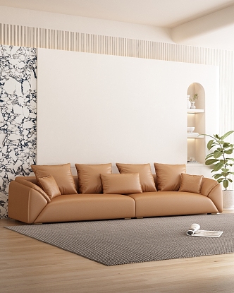 modern double sofa cream sofa 3d model