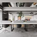 Modern Office Interior Design With Open Layout Desks Ergonomic Chairs And Hanging Lights