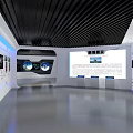 Modern High Tech Exhibition Hall With Interactive Digital Screens And Displays 3d model