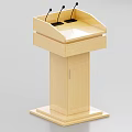 Wooden Functional Desk Lectern With Microphones For Public Speaking Events