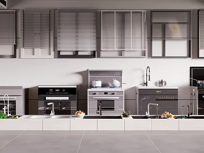 Sleek Modern Kitchen Interior Featuring Premium Appliances Oven Dishwasher And Cabinets 3d model