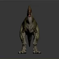 Realistic Parasaurolophus Dinosaur With Crested Head And Green Brown Body Standing On Gray Background