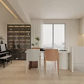 Modern Living Dining Room Interior With TV Sofa Round Marble Coffee Table And Accent Chair