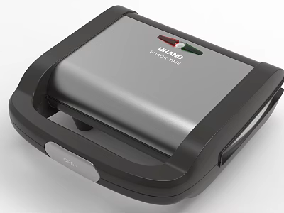 Modern Kitchen Appliance Electric Sandwich Toaster with Silver Body and Black Accent Design 3d model