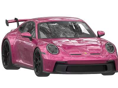 Pink Sports Car Exterior With Black Rims Rear Spoiler And Sporty Front Design 3d model