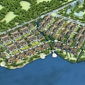 Aerial Planning of Waterfront Residential Community With Green Landscape And Buildings
