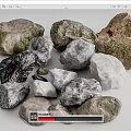 Modern Stone Landscape Stone Block Pebbles 3d model