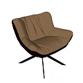 Comfortable Modern Accent Chair with Beige Pleated Cushion and Black Crossed Metal Legs