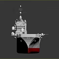 Detailed Aircraft Carrier Model Featuring Flight Deck Island Structure Gray Hull And Red Bottom