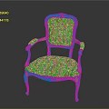 Elegant European Style Accent Chair With Carved Armrests And Patterned Fabric Upholstery
