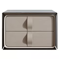 Elegant Modern Nightstand With Two Drawers And Neutral Leather Design
