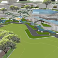 Residential Landscape Design With Green Spaces Water Features And Modern Buildings