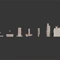 Various Architectural Building Model Components With Walls Windows Doors And Stairs
